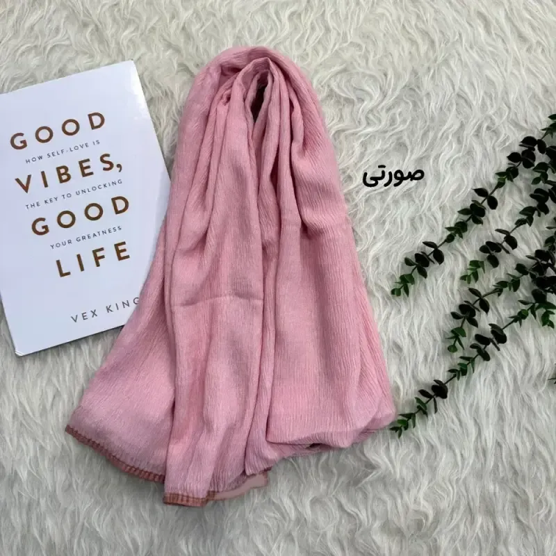 شال نخی برشکا ساده دور گان مشکی قواره 190 در 65 سانتی متر - تصویر 7