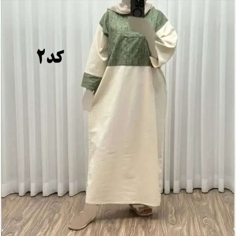 پیراهن کفتان لینن پاییزه فری سایز زنانه تا سایز 50 شیک و راحت کمربند دار بدون سایه اندازی - تصویر 6