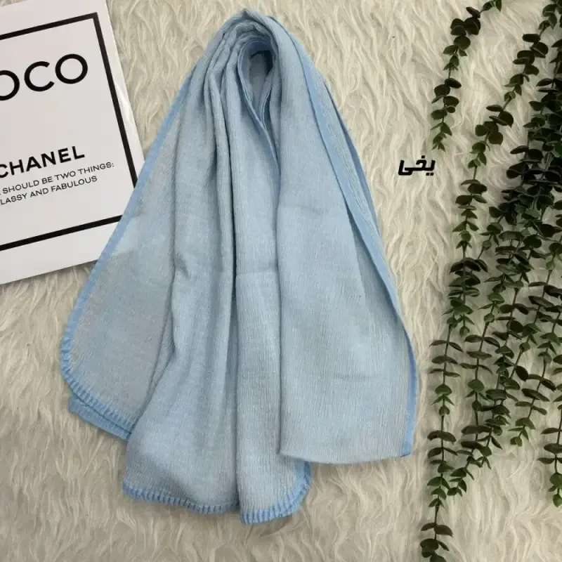 شال نخی برشکا ساده دور گان مشکی قواره 190 در 65 سانتی متر - تصویر 4