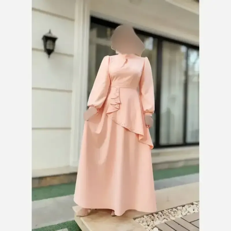 پیراهن مجلسی زنانه کرپ مازراتی مدل ستاره به همراه تل اسکارف و سنجاق یقه - تصویر 4