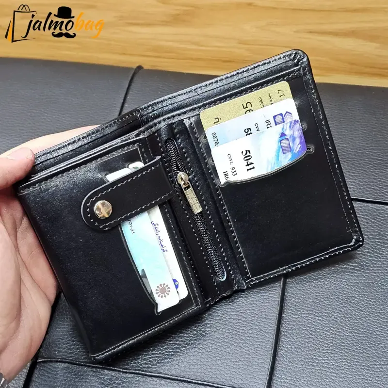کیف پول جیبی چرم طبیعی گاوی دوخت تمیز با جای اسکناس و جاکارتی - تصویر 8