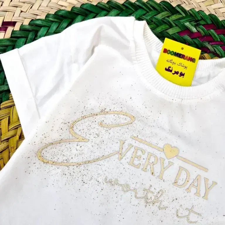 ست تیشرت پنبه و شلوارک کتان طرح Every Day دخترانه 1 تا 6 سال - تصویر 3