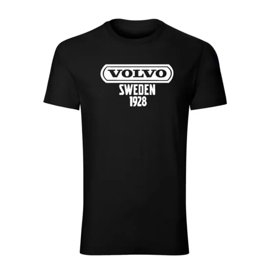 تیشرت پنبه یقه گرد مردانه طرح volvo رنگ مشکی