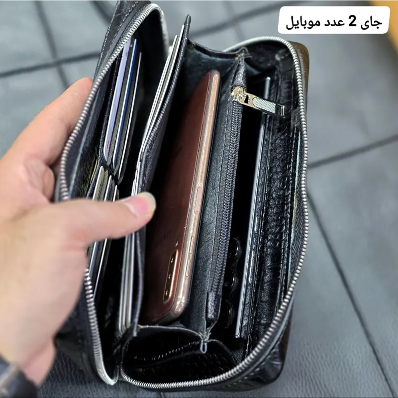 کیف دستی پاسپورتی چرم طبیعی مردانه و زنانه مدل مچی و دستی - تصویر 12