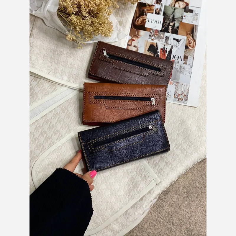 کیف پول و موبایل چرم سه لت مدل عطارد دست دوز چرم خارجی - تصویر 7